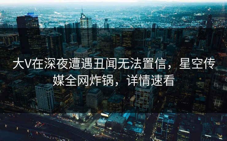 大V在深夜遭遇丑闻无法置信,星空传媒全网炸锅,详情速看 大V在深夜遭遇丑闻无法置信,星空传媒全网炸锅,详情速看