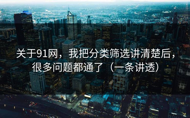 关于91网，我把分类筛选讲清楚后，很多问题都通了（一条讲透）