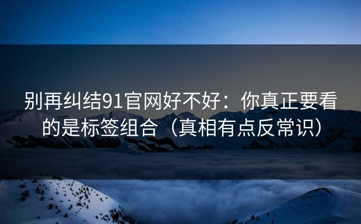 别再纠结91官网好不好：你真正要看的是标签组合（真相有点反常识）